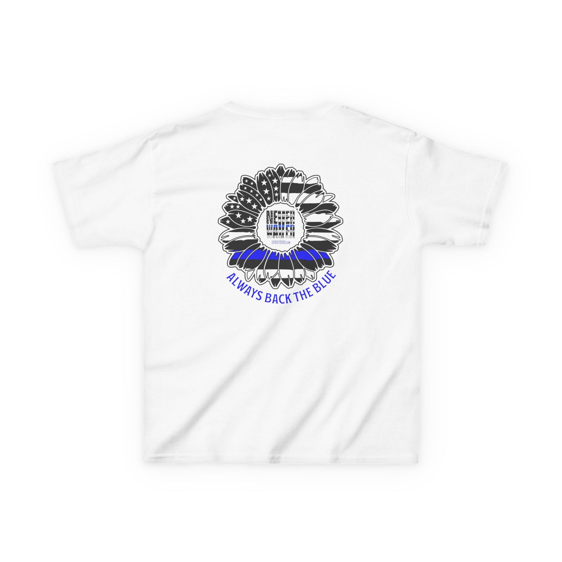 True Americans Never Waver They Always Back The Blue   Kids Heavy Cotton™ Tee - Never Waver
