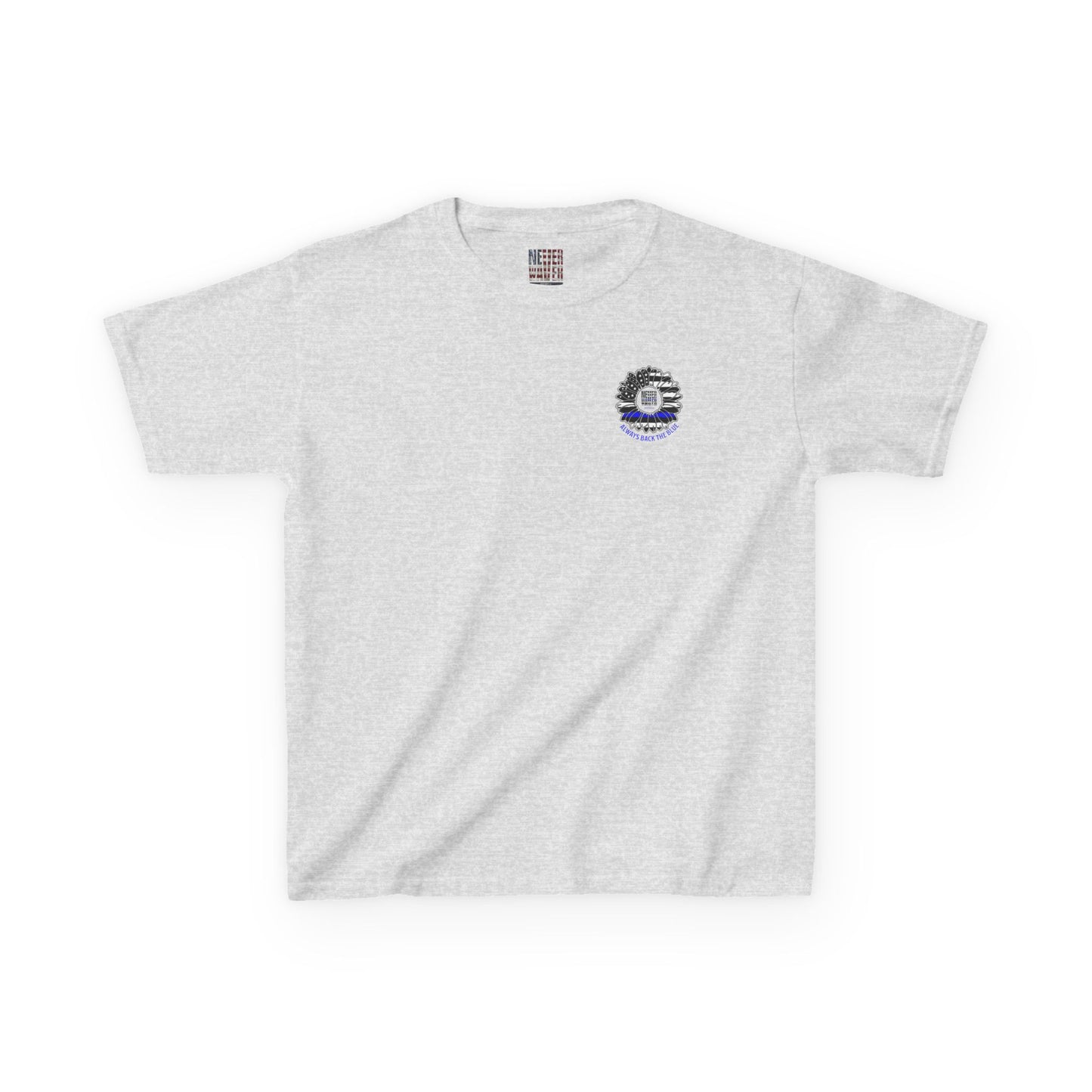 True Americans Never Waver They Always Back The Blue   Kids Heavy Cotton™ Tee - Never Waver