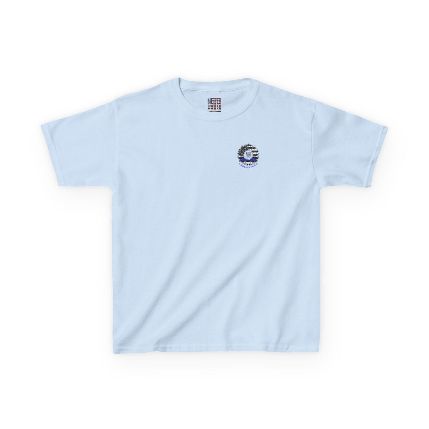 True Americans Never Waver They Always Back The Blue   Kids Heavy Cotton™ Tee - Never Waver