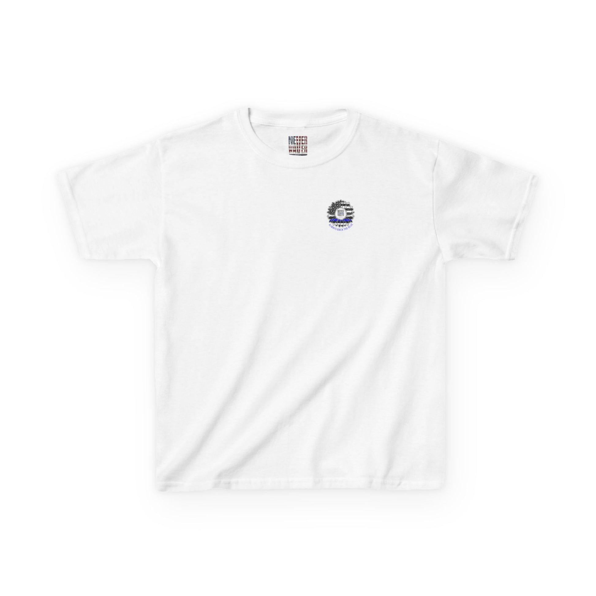 True Americans Never Waver They Always Back The Blue   Kids Heavy Cotton™ Tee - Never Waver