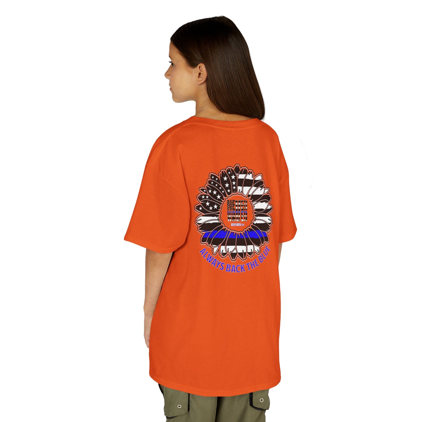 True Americans Never Waver They Always Back The Blue   Kids Heavy Cotton™ Tee - Never Waver