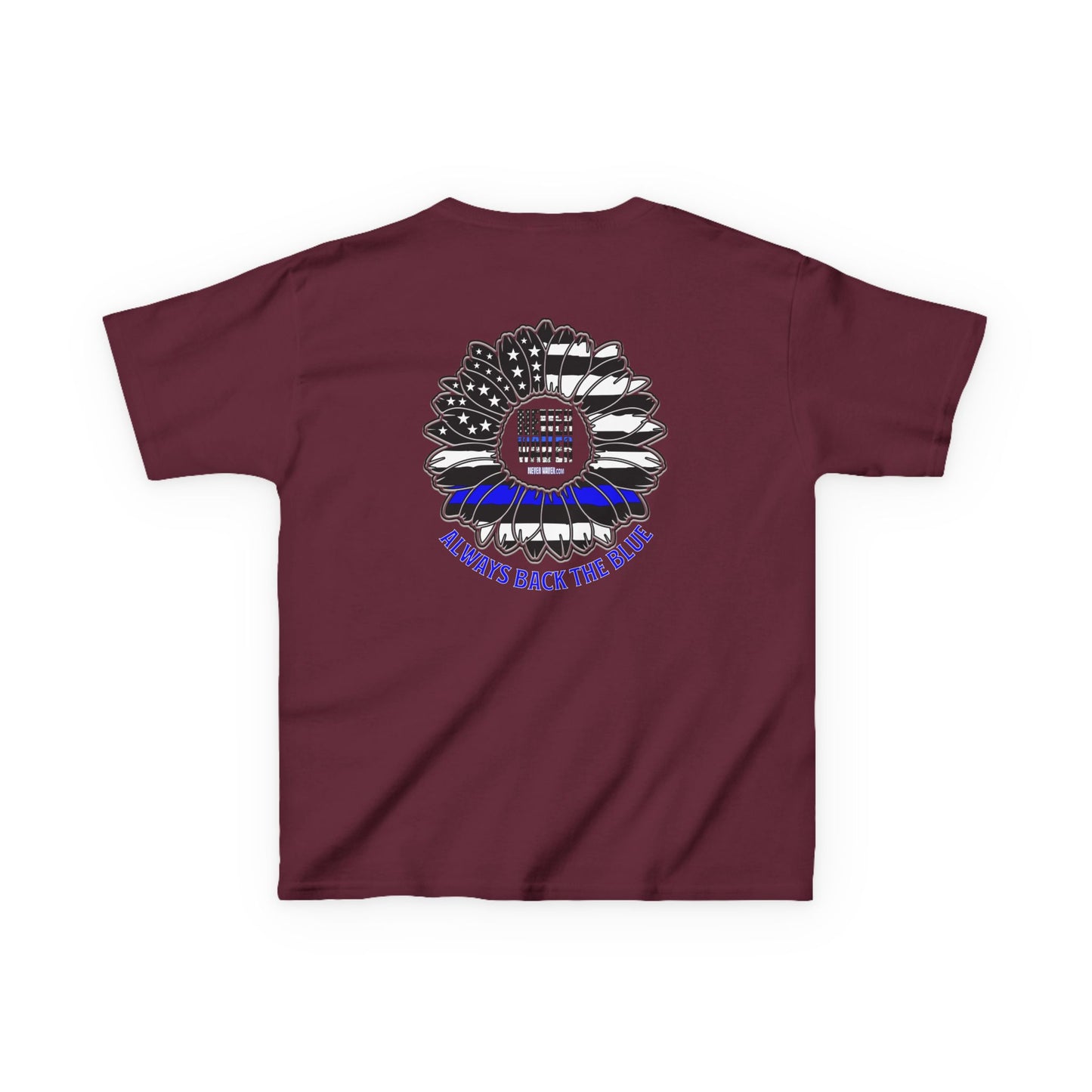 True Americans Never Waver They Always Back The Blue   Kids Heavy Cotton™ Tee - Never Waver