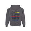 Never Waver Always Back Our First Responders Vintage-Inspired Youth Hoodie with American Flag Design - Never Waver