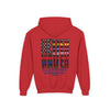 Never Waver Always Back Our First Responders Vintage-Inspired Youth Hoodie with American Flag Design - Never Waver