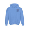 Never Waver Back The Blue  Vintage-Inspired Youth Hoodie with American Flag Design - Never Waver