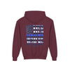 Never Waver Back The Blue  Vintage-Inspired Youth Hoodie with American Flag Design - Never Waver