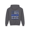 Never Waver Back The Blue  Vintage-Inspired Youth Hoodie with American Flag Design - Never Waver