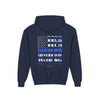 Never Waver Back The Blue  Vintage-Inspired Youth Hoodie with American Flag Design - Never Waver