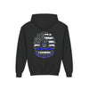 True Americans Never Waver They Always Back The Blue  Vintage-Inspired Youth Hoodie with American Flag Design - Never Waver