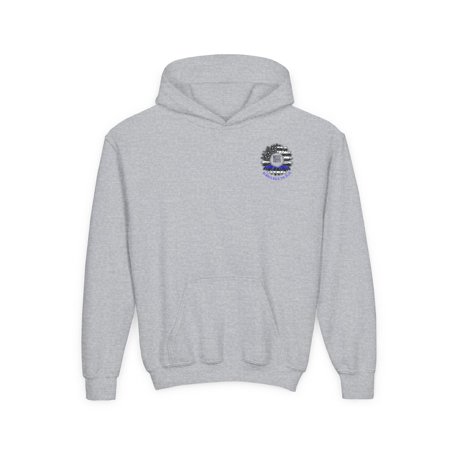 True Americans Never Waver They Always Back The Blue  Vintage-Inspired Youth Hoodie with American Flag Design - Never Waver