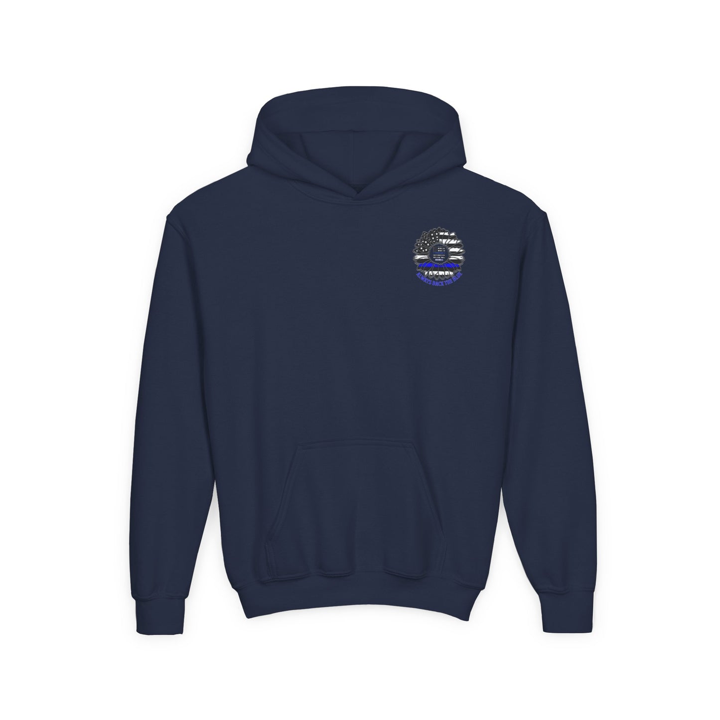 True Americans Never Waver They Always Back The Blue  Vintage-Inspired Youth Hoodie with American Flag Design - Never Waver