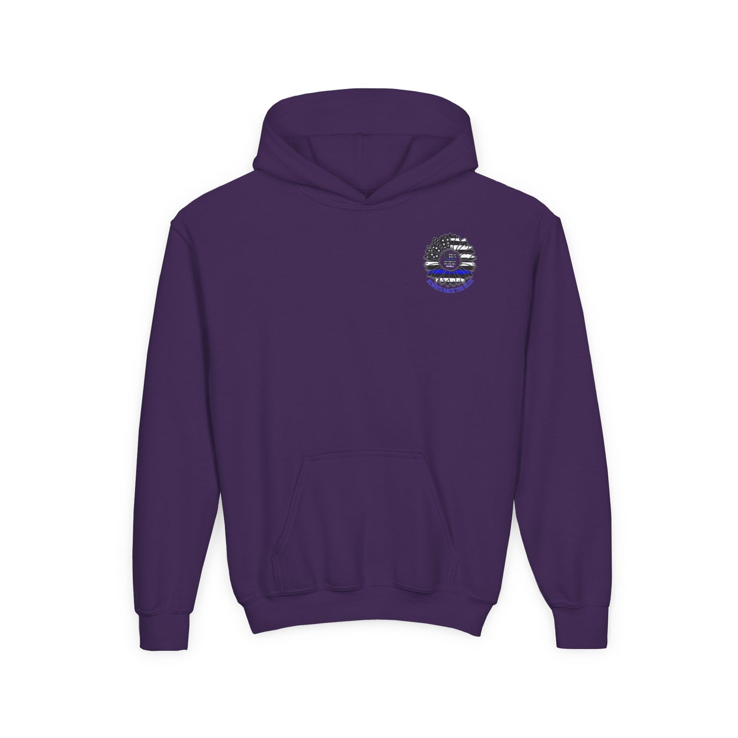 True Americans Never Waver They Always Back The Blue  Vintage-Inspired Youth Hoodie with American Flag Design - Never Waver