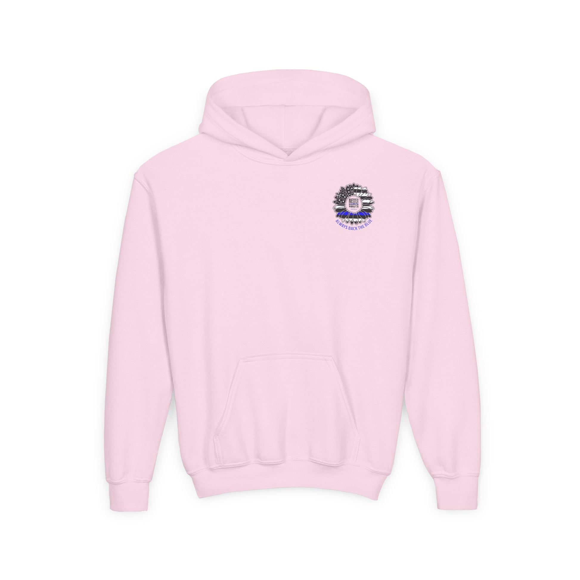 True Americans Never Waver They Always Back The Blue  Vintage-Inspired Youth Hoodie with American Flag Design - Never Waver