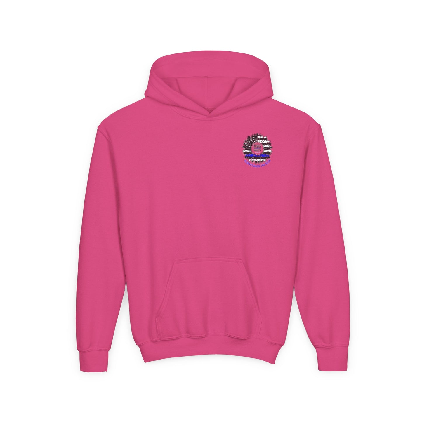 True Americans Never Waver They Always Back The Blue  Vintage-Inspired Youth Hoodie with American Flag Design - Never Waver