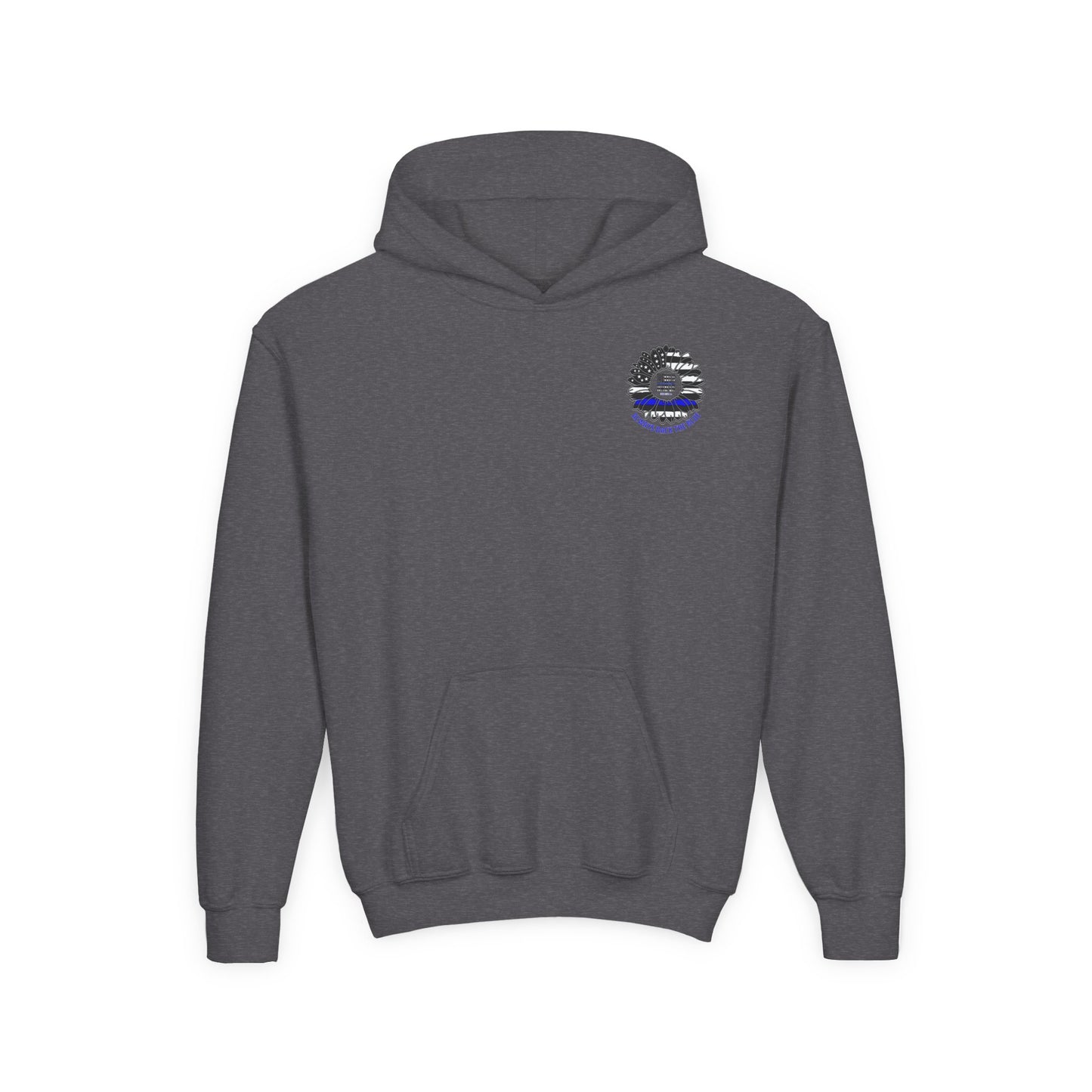 True Americans Never Waver They Always Back The Blue  Vintage-Inspired Youth Hoodie with American Flag Design - Never Waver