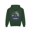 True Americans Never Waver They Always Back The Blue  Vintage-Inspired Youth Hoodie with American Flag Design - Never Waver