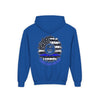 True Americans Never Waver They Always Back The Blue  Vintage-Inspired Youth Hoodie with American Flag Design - Never Waver