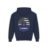 True Americans Never Waver They Always Back The Blue  Vintage-Inspired Youth Hoodie with American Flag Design - Never Waver