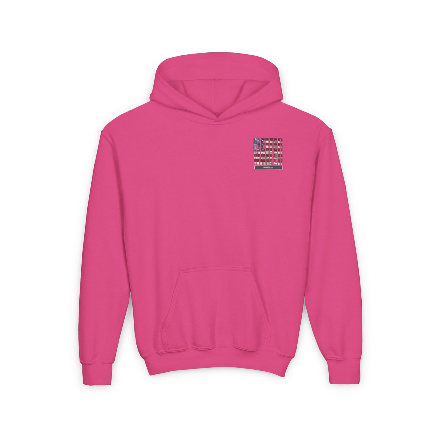 Youth Heavy Blend Hoodie - "Never Waver America" Motivational Sweatshirt - Never Waver