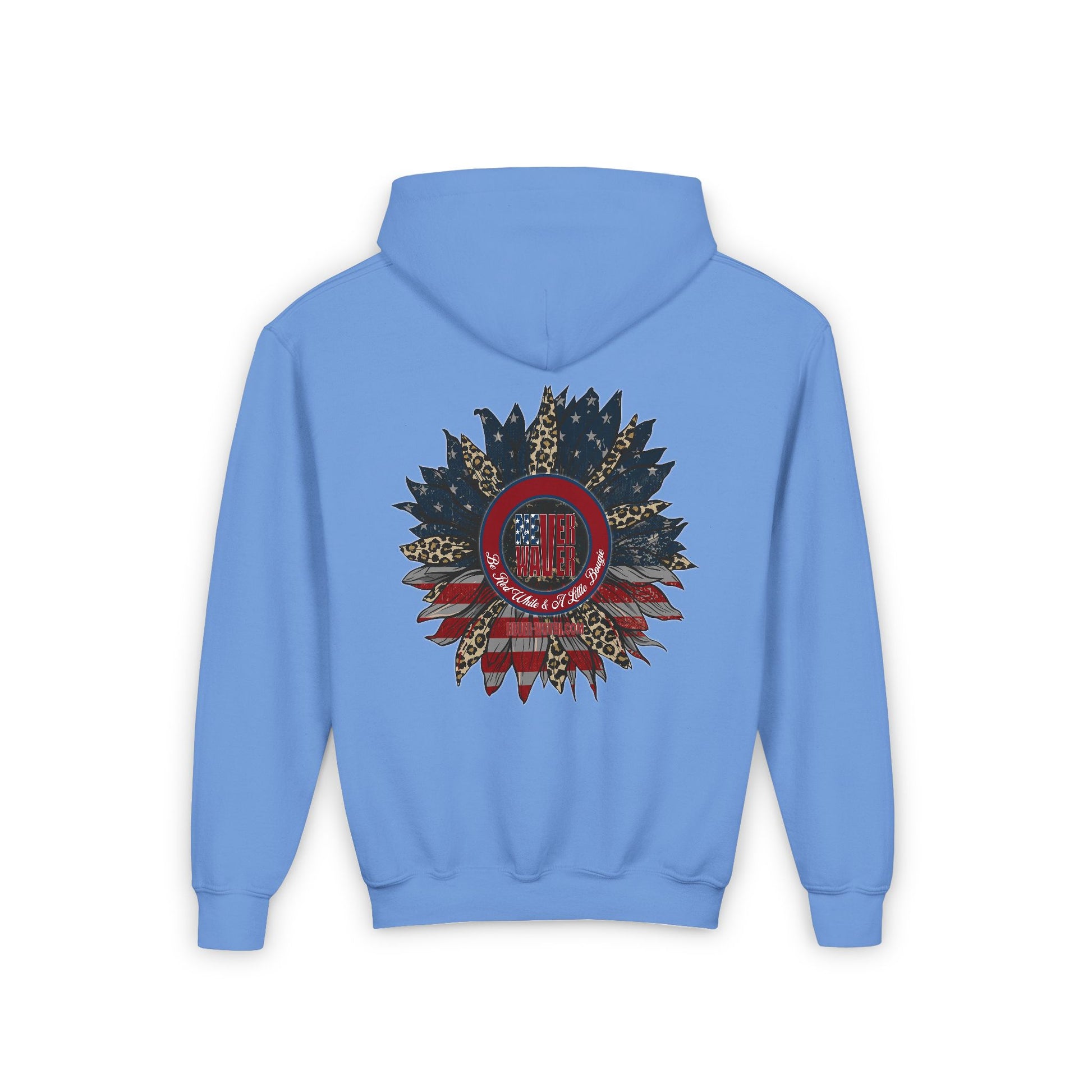 Youth Heavy Blend Hoodie - " Never Waver Be Red White and- A Little Bougie" Motivational Sweatshirt - Never Waver