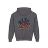 Youth Heavy Blend Hoodie - " Never Waver Be Red White and- A Little Bougie" Motivational Sweatshirt - Never Waver
