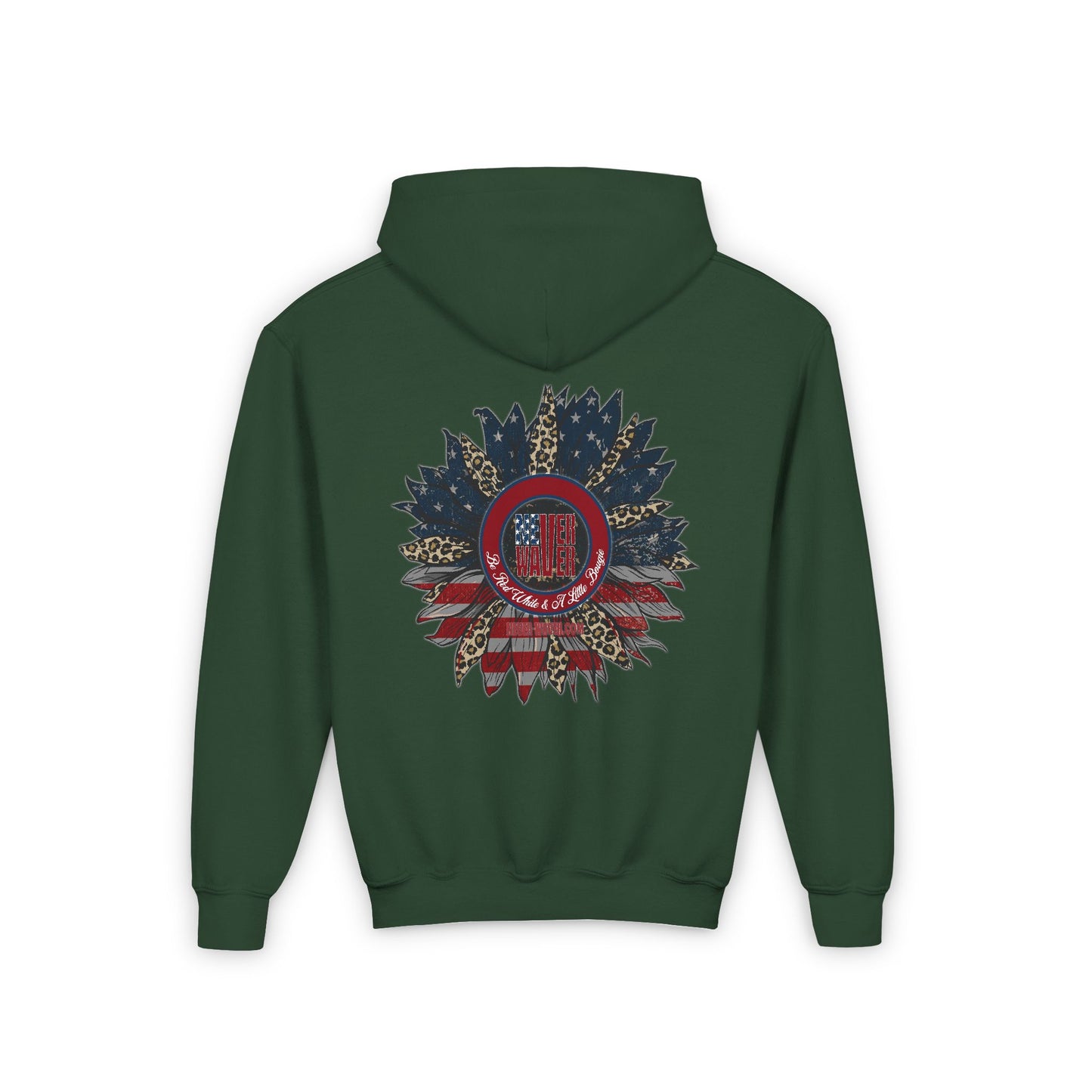 Youth Heavy Blend Hoodie - " Never Waver Be Red White and- A Little Bougie" Motivational Sweatshirt - Never Waver
