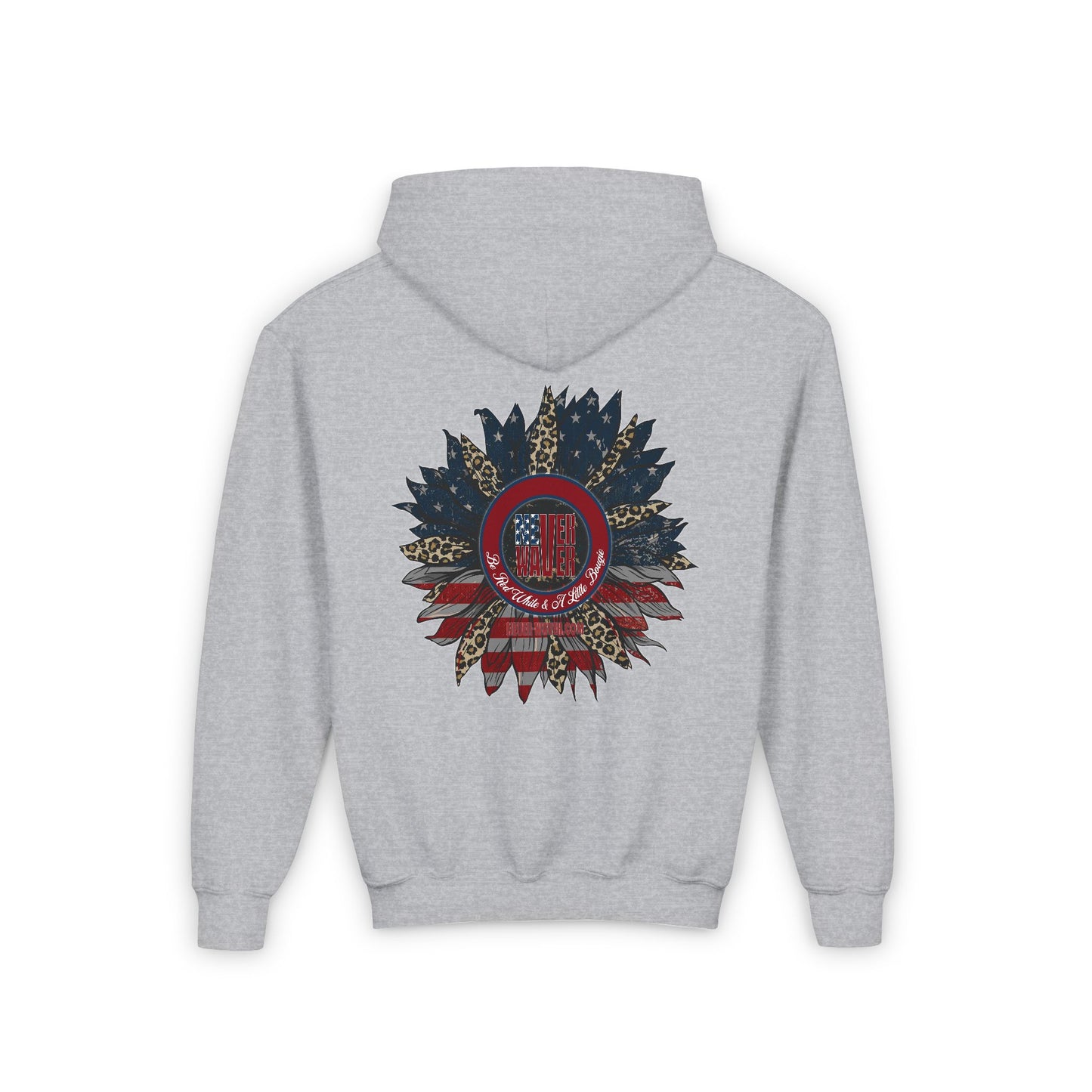 Youth Heavy Blend Hoodie - " Never Waver Be Red White and- A Little Bougie" Motivational Sweatshirt - Never Waver