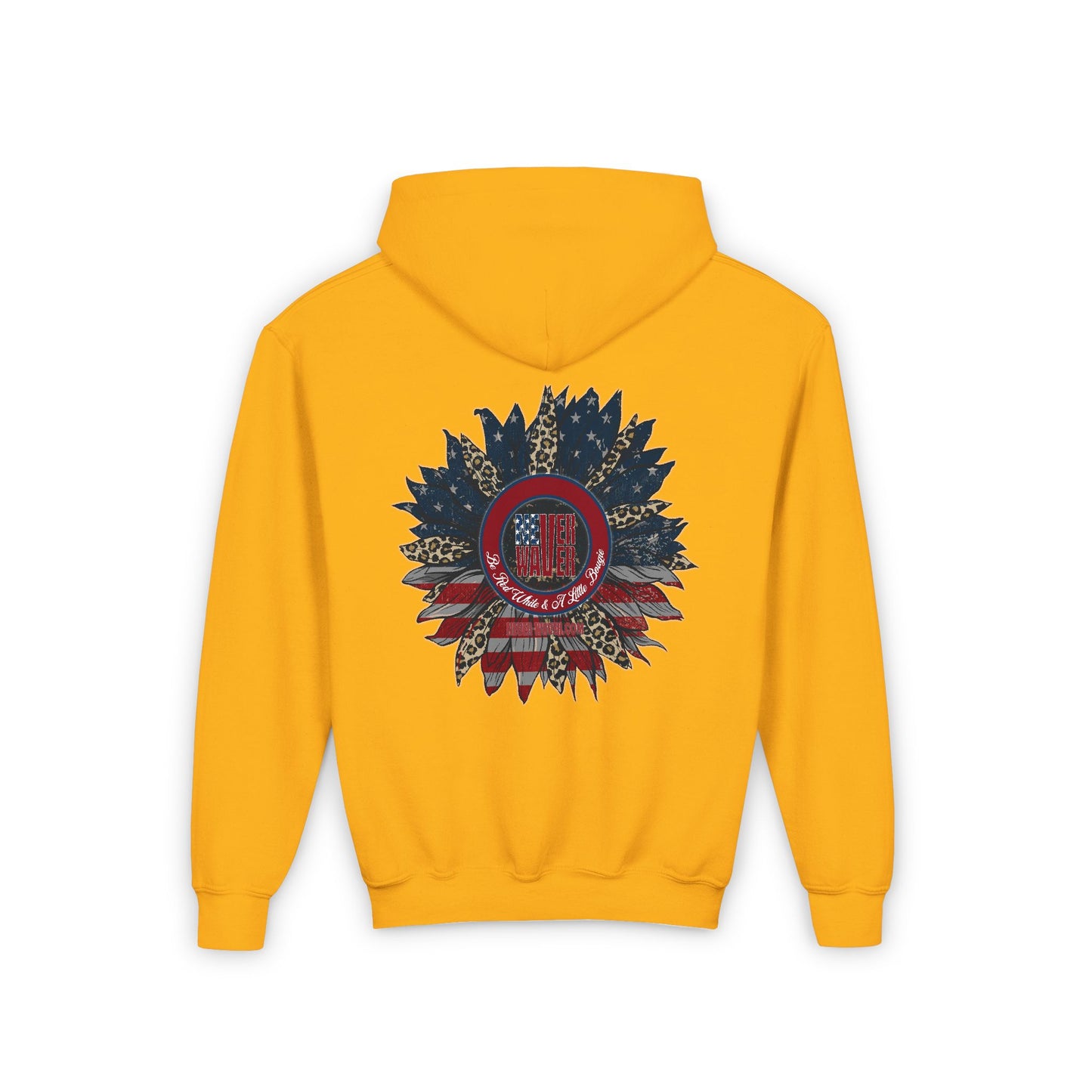 Youth Heavy Blend Hoodie - " Never Waver Be Red White and- A Little Bougie" Motivational Sweatshirt - Never Waver