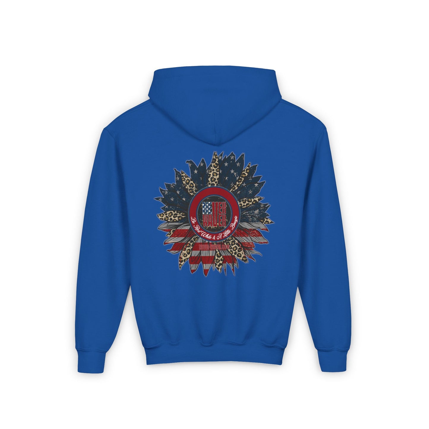 Youth Heavy Blend Hoodie - " Never Waver Be Red White and- A Little Bougie" Motivational Sweatshirt - Never Waver