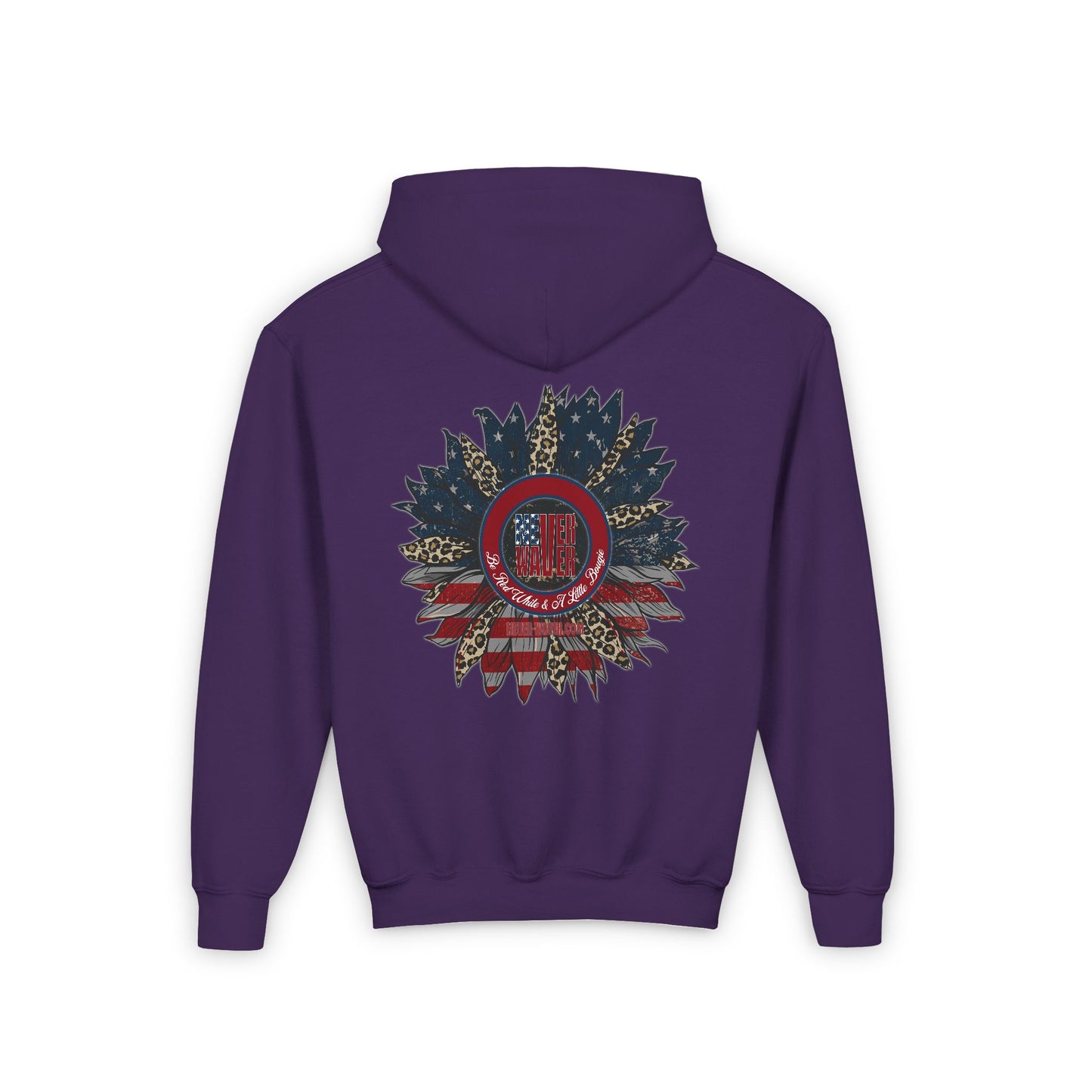 Youth Heavy Blend Hoodie - " Never Waver Be Red White and- A Little Bougie" Motivational Sweatshirt - Never Waver
