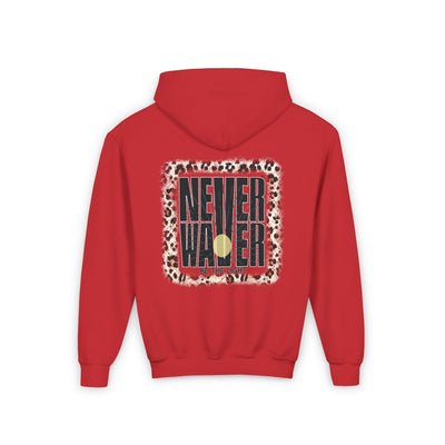 Youth Heavy Blend Hoodie - "NEVER WAVER Be The Light Design" Motivational Sweatshirt - Never Waver