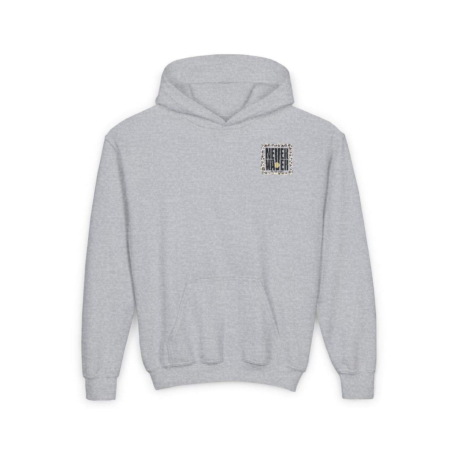 Youth Heavy Blend Hoodie - "NEVER WAVER Be The Light Design" Motivational Sweatshirt - Never Waver
