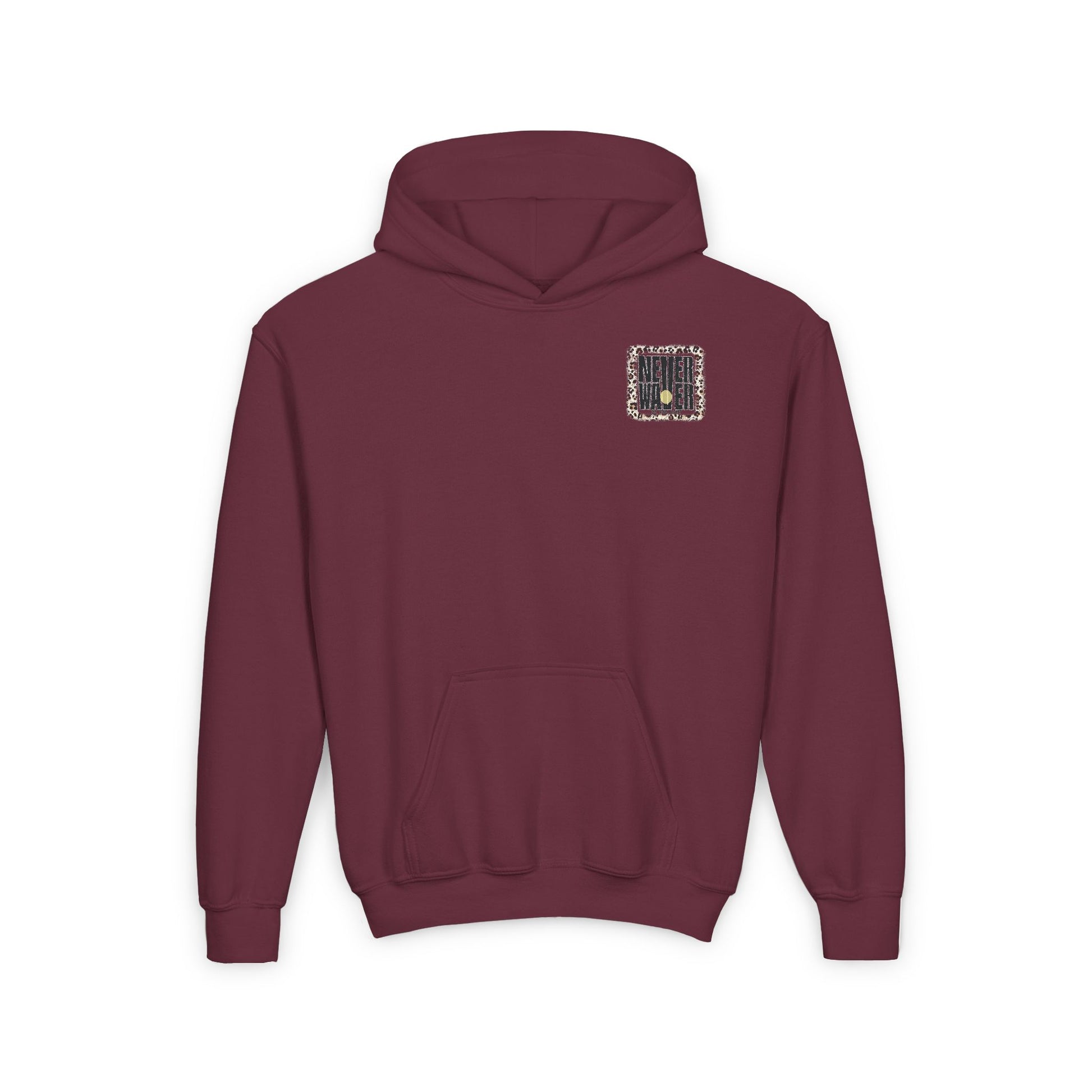 Youth Heavy Blend Hoodie - "NEVER WAVER Be The Light Design" Motivational Sweatshirt - Never Waver