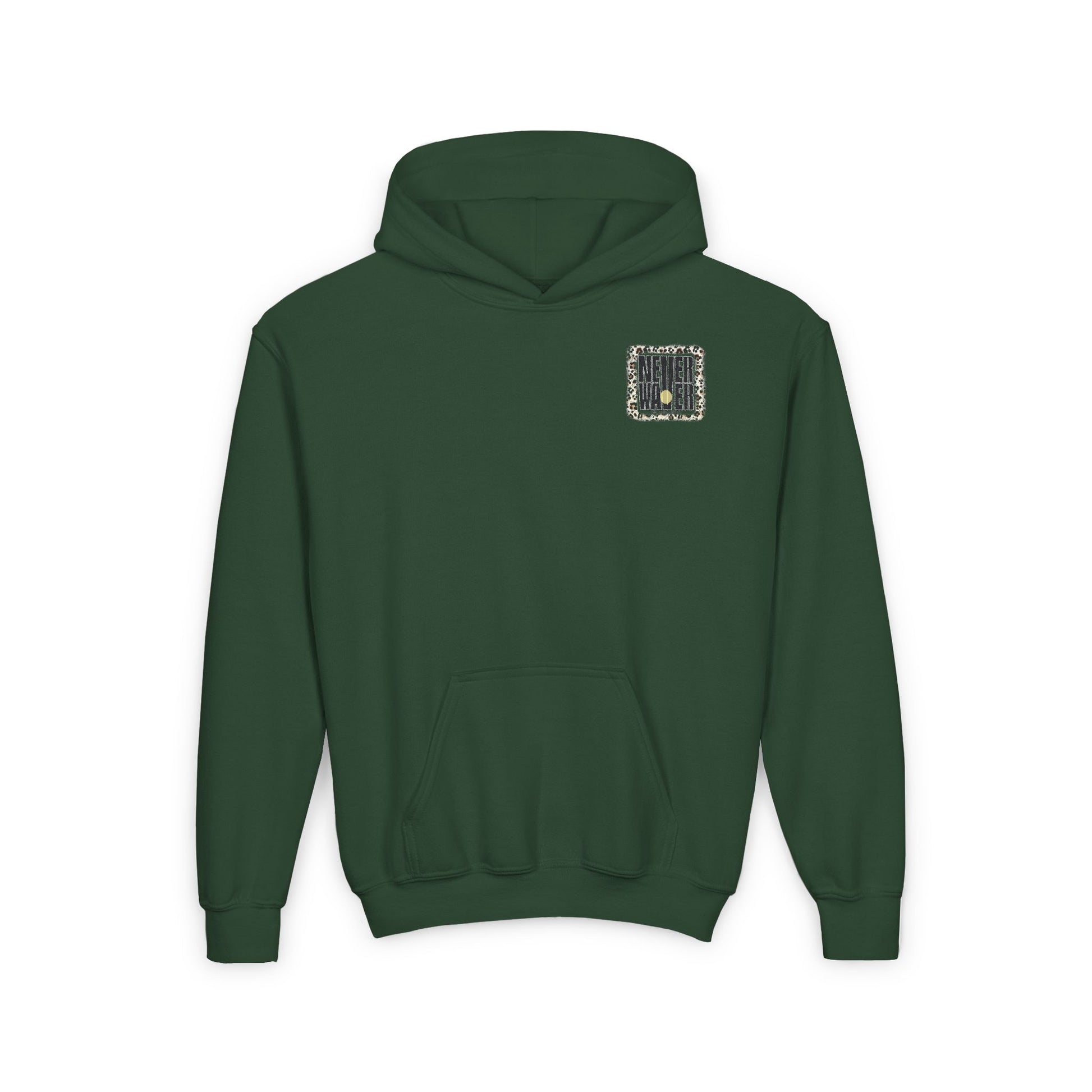 Youth Heavy Blend Hoodie - "NEVER WAVER Be The Light Design" Motivational Sweatshirt - Never Waver