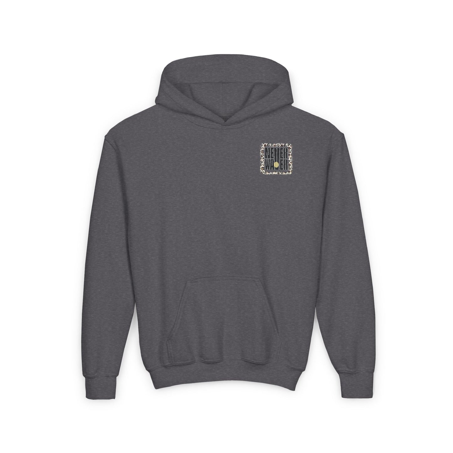 Youth Heavy Blend Hoodie - "NEVER WAVER Be The Light Design" Motivational Sweatshirt - Never Waver