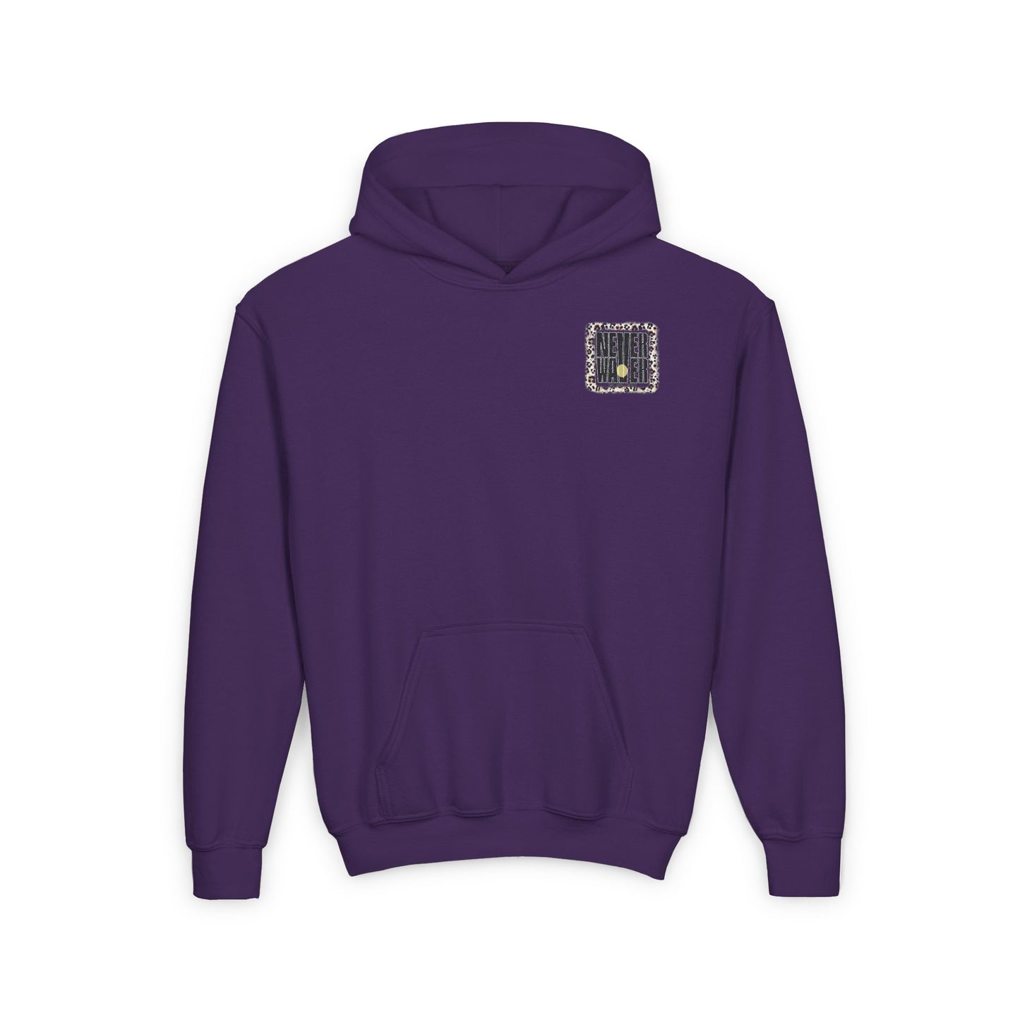 Youth Heavy Blend Hoodie - "NEVER WAVER Be The Light Design" Motivational Sweatshirt - Never Waver