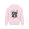 Youth Heavy Blend Hoodie - "NEVER WAVER Be The Light Design" Motivational Sweatshirt - Never Waver