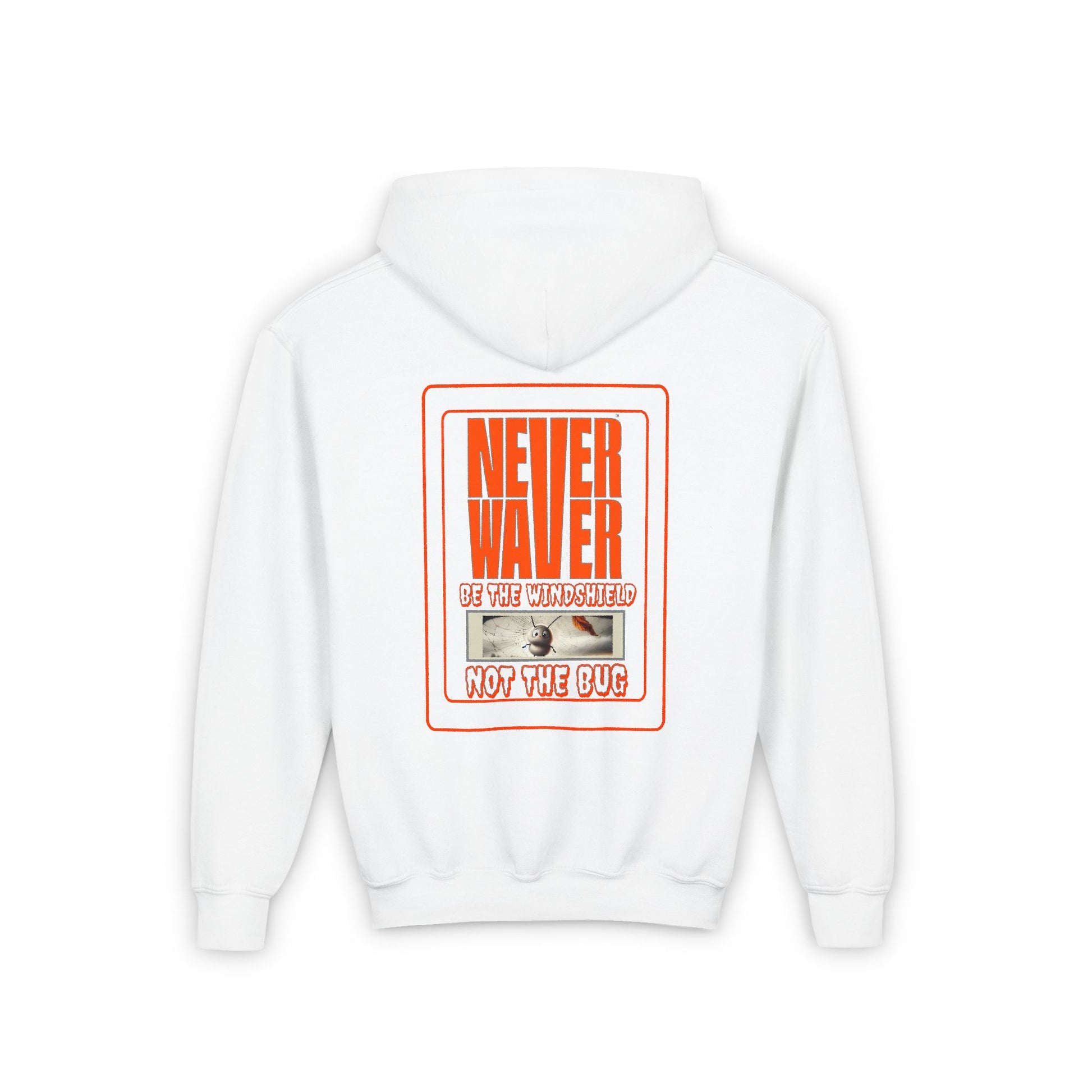 Youth Heavy Blend Hoodie - "Never Waver be the Windshield " Motivational Sweatshirt - Never Waver