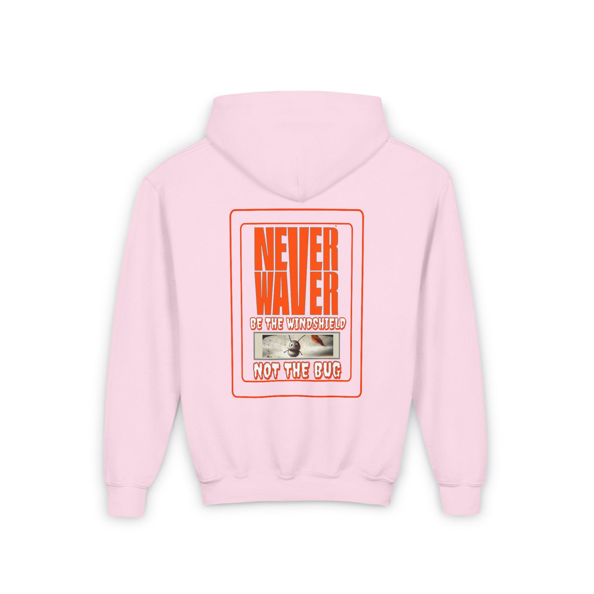 Youth Heavy Blend Hoodie - "Never Waver be the Windshield " Motivational Sweatshirt - Never Waver