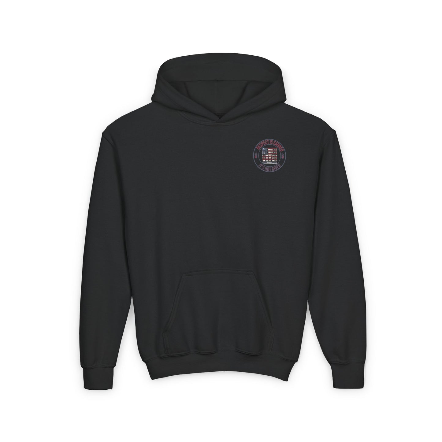 Youth Heavy Blend Hoodie - "Respect is Earned Never Waver It's Not Given" Motivational Sweatshirt - Never Waver