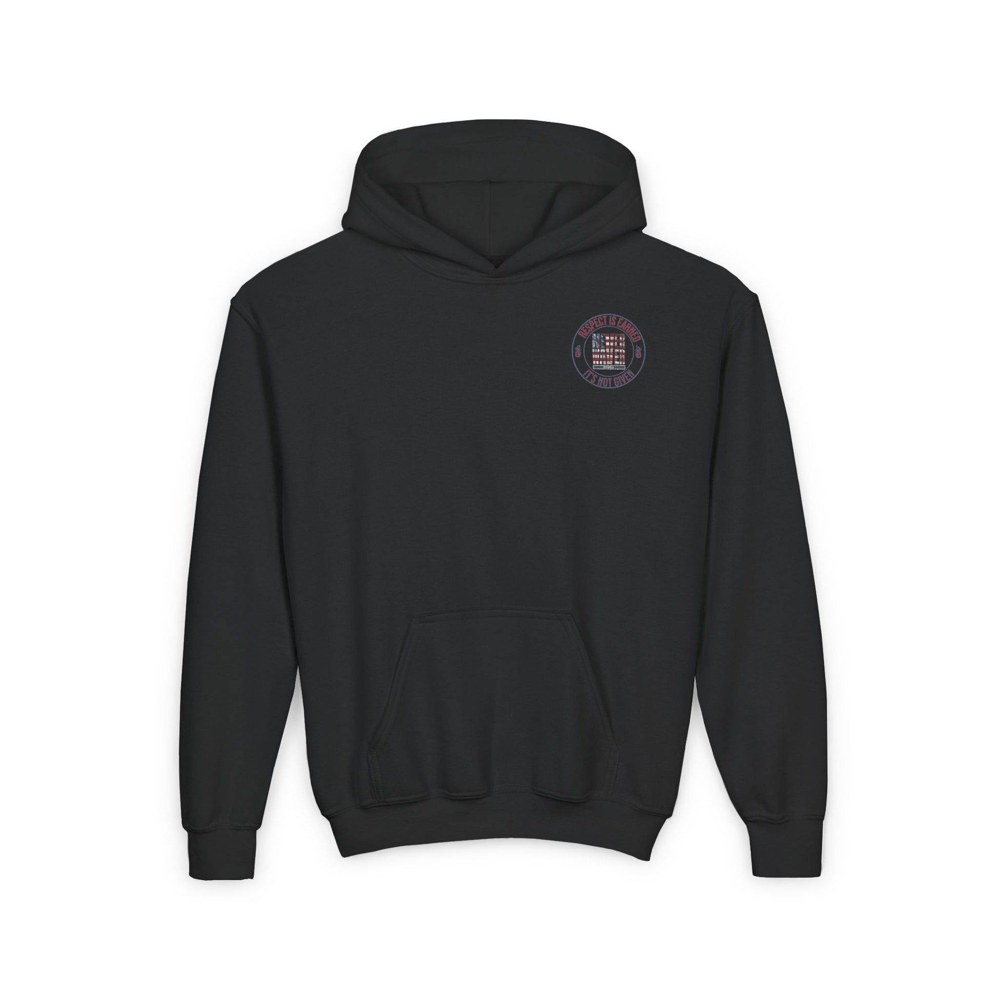 Youth Heavy Blend Hoodie - "Respect is Earned Never Waver It's Not Given" Motivational Sweatshirt - Never Waver