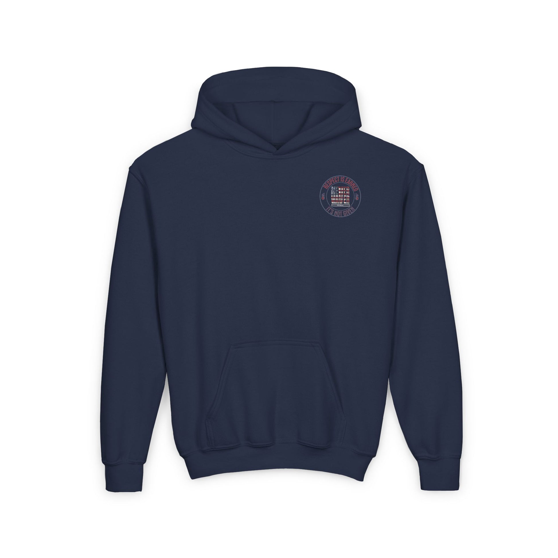 Youth Heavy Blend Hoodie - "Respect is Earned Never Waver It's Not Given" Motivational Sweatshirt - Never Waver