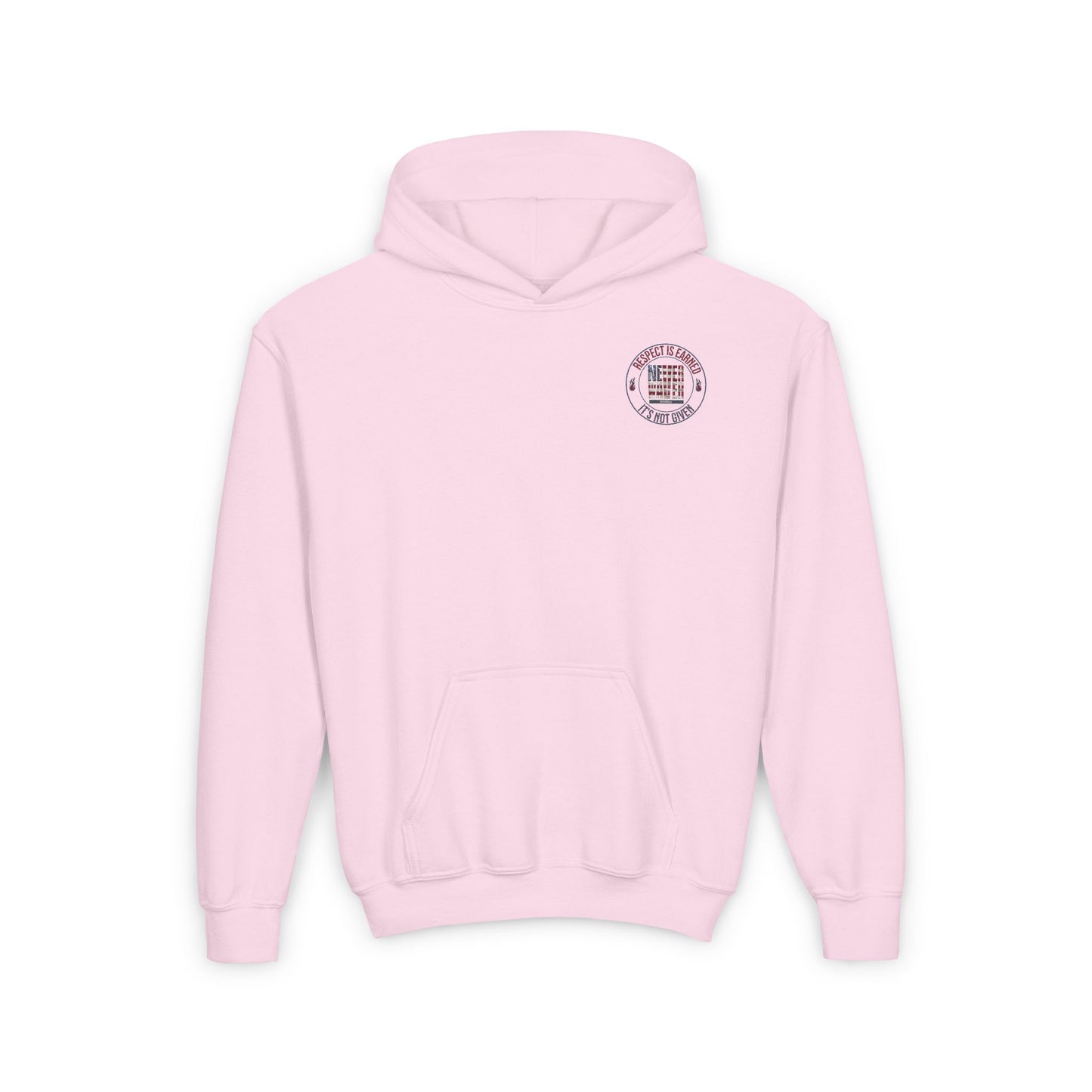 Youth Heavy Blend Hoodie - "Respect is Earned Never Waver It's Not Given" Motivational Sweatshirt - Never Waver