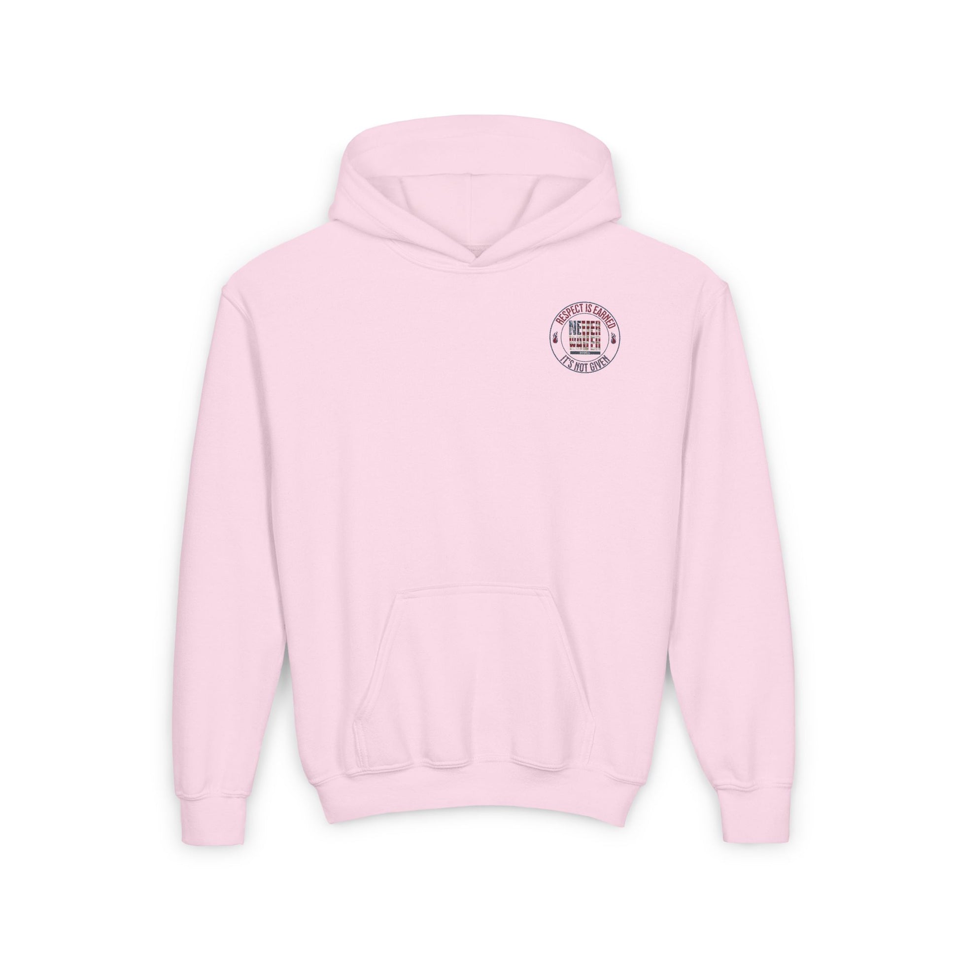 Youth Heavy Blend Hoodie - "Respect is Earned Never Waver It's Not Given" Motivational Sweatshirt - Never Waver