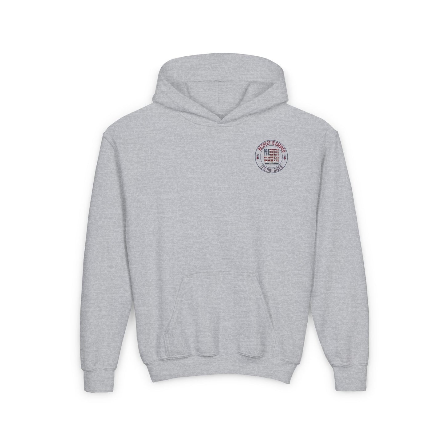 Youth Heavy Blend Hoodie - "Respect is Earned Never Waver It's Not Given" Motivational Sweatshirt - Never Waver