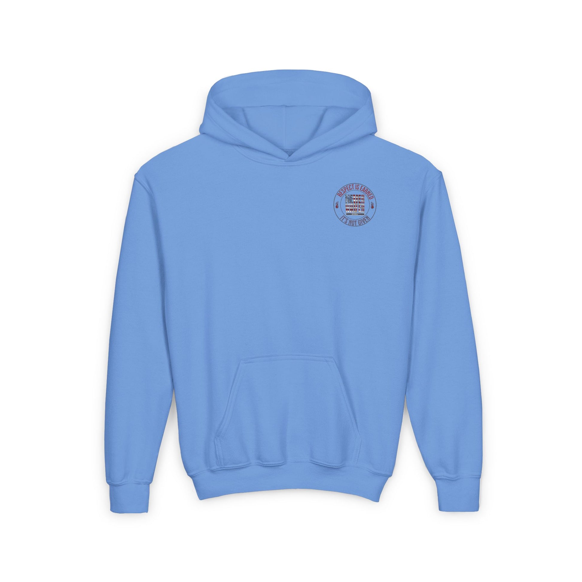 Youth Heavy Blend Hoodie - "Respect is Earned Never Waver It's Not Given" Motivational Sweatshirt - Never Waver
