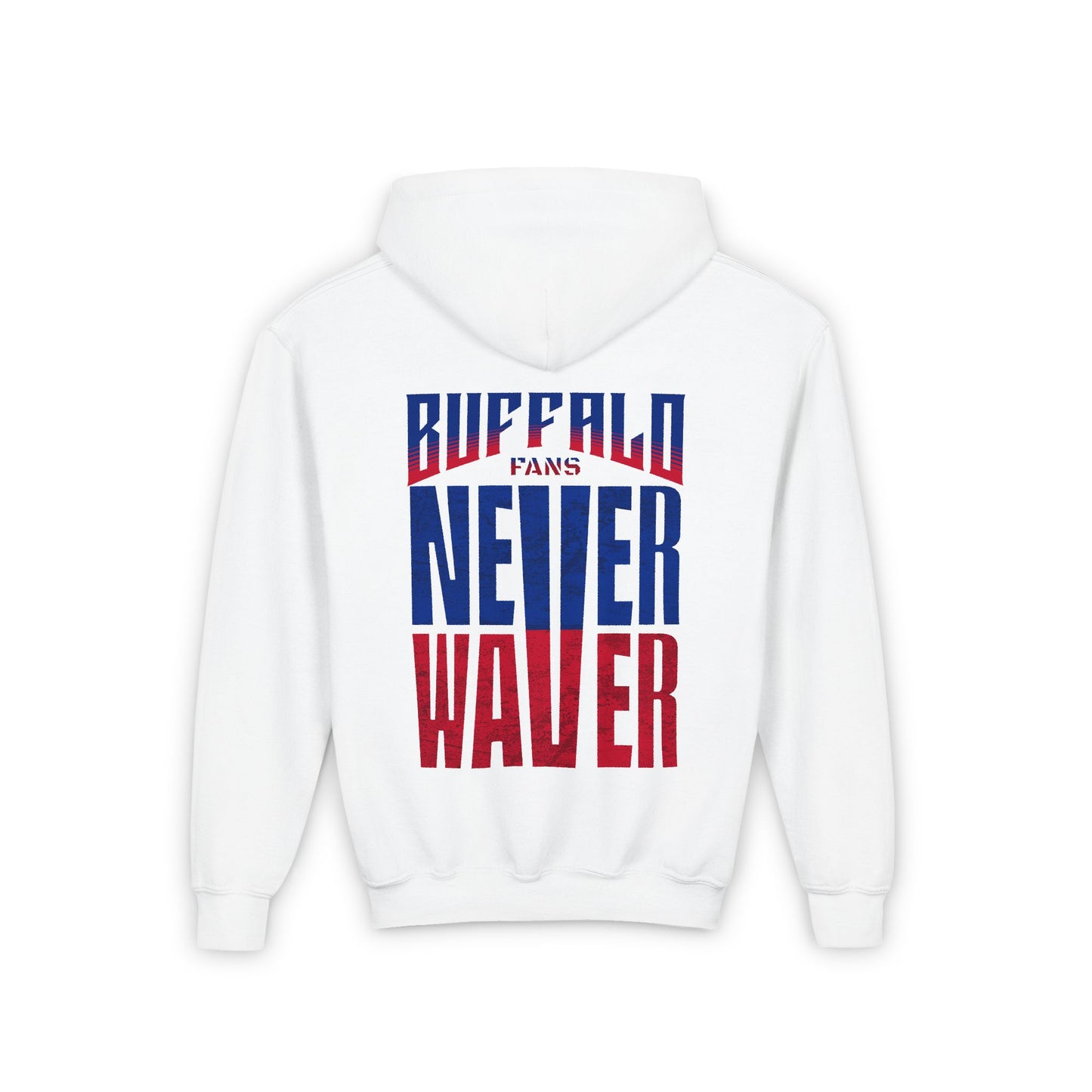 Youth 'Never Waver' Hooded Sweatshirt – Perfect for Buffalo Fans - Never Waver