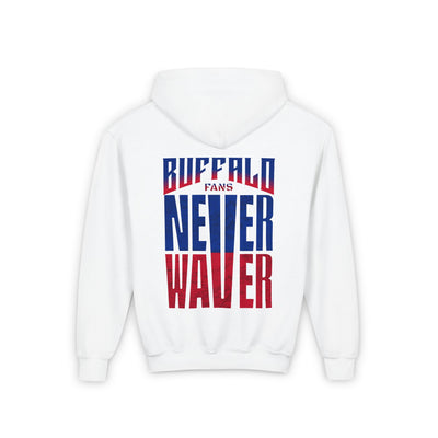 Youth 'Never Waver' Hooded Sweatshirt – Perfect for Buffalo Fans - Never Waver