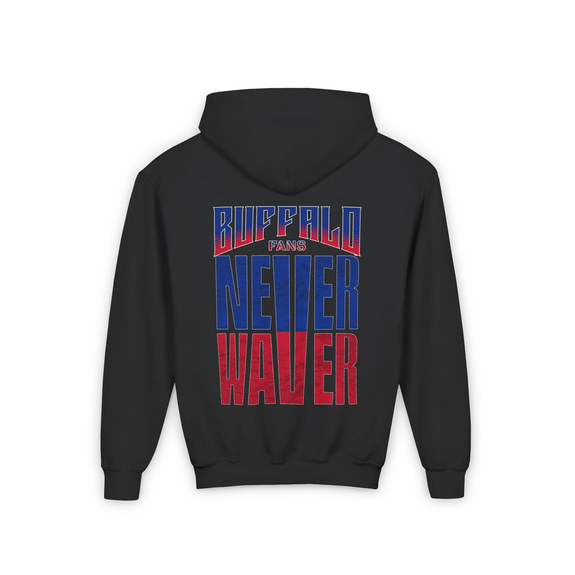 Youth 'Never Waver' Hooded Sweatshirt – Perfect for Buffalo Fans - Never Waver