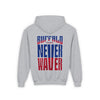 Youth 'Never Waver' Hooded Sweatshirt – Perfect for Buffalo Fans - Never Waver